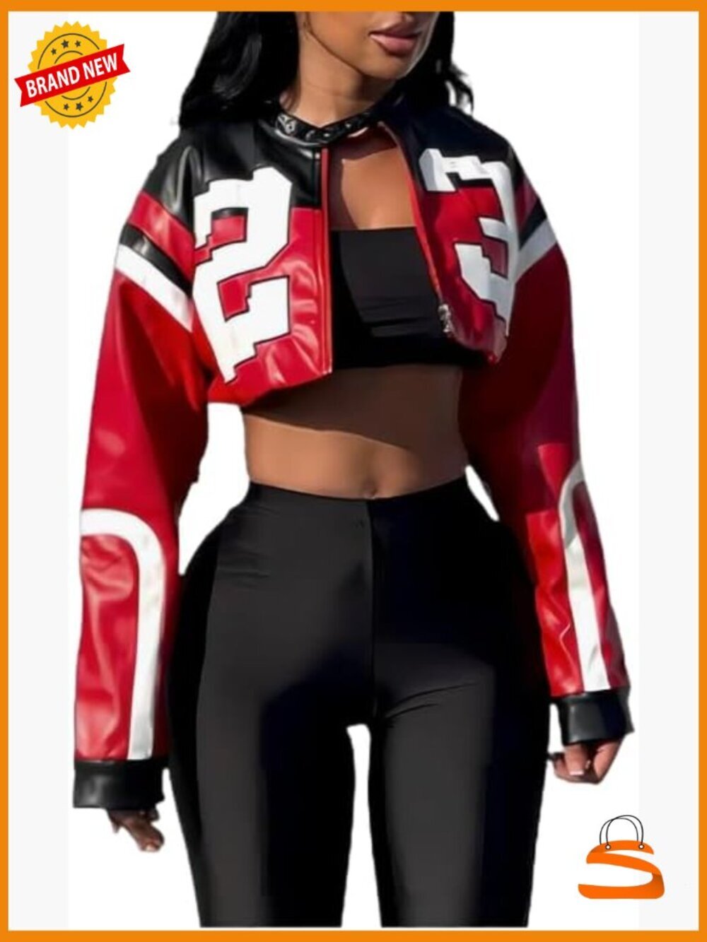 Cropped Faux Leather Motorcycle Jacket Streetwear Bomber